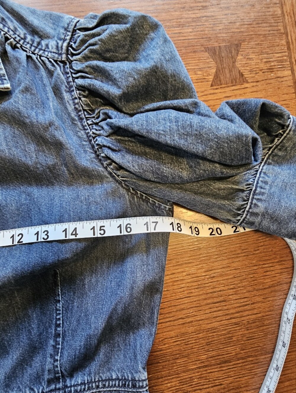 Frame Gillian Puff-Sleeve Denim Dress Medium - Picture 12 of 13